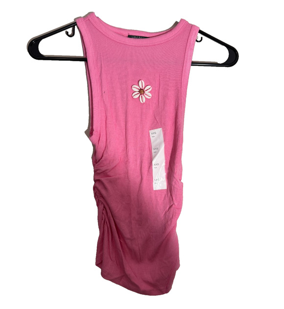 wild fable Tops - Wild Fable Pink Ribbed Tank Top XXS Floral Seashell Detail Sleeveless Fitted NWT